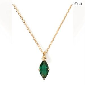 kate spade Gold Tone Necklace with Emerald Green Marquise Pendant